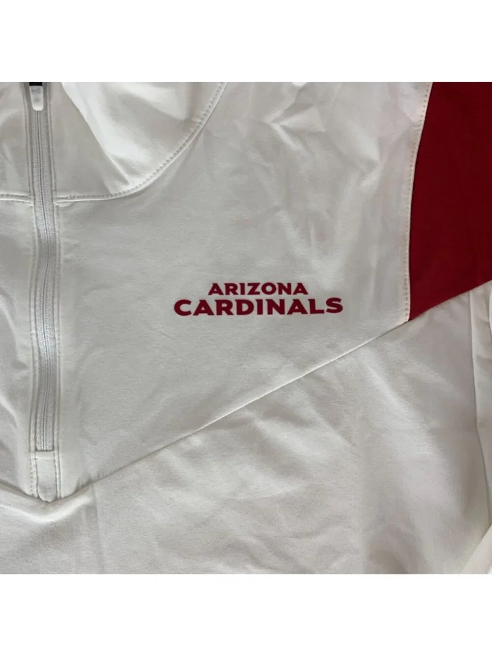 Arizona Cardinals NFL White Red Nike Dri Fit 1/4 Zip Pullover Jacket Mens XL